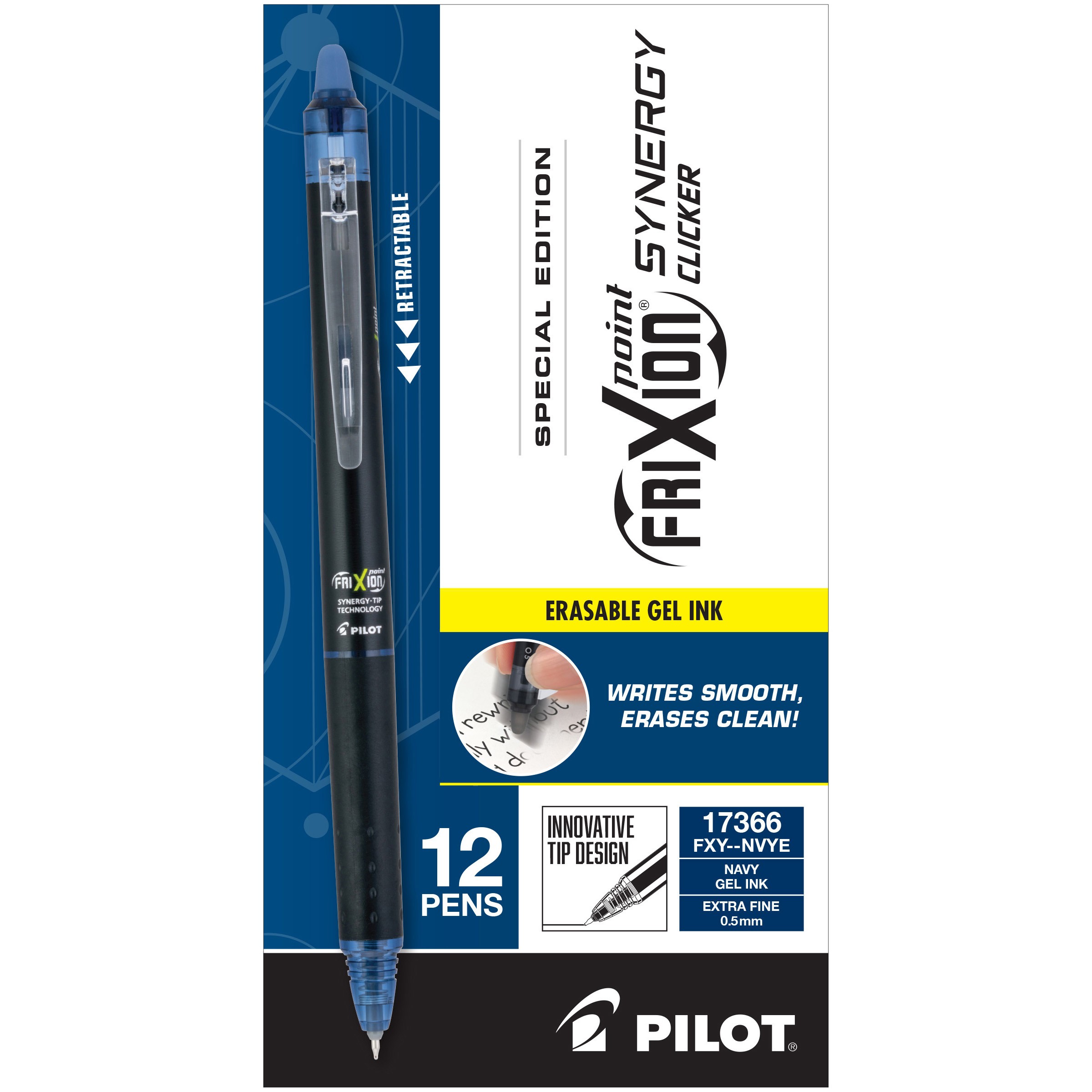 Pilot 5pk FriXion Synergy Clicker Erasable Gel Pens Extra Fine Point 0.5mm  Black Ink