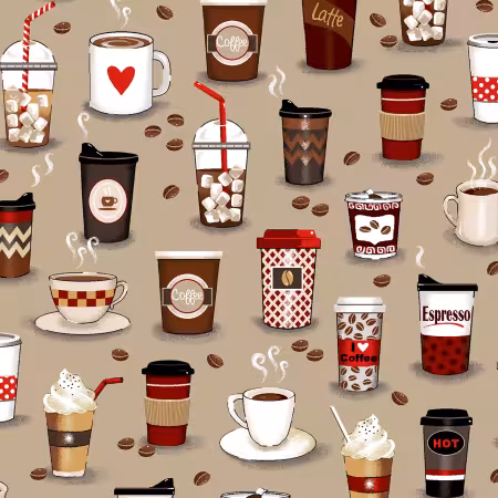 Novelty Prints Coffee, Latte, Esspresso Ft031525