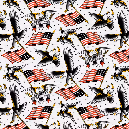 Eagle Tattoos White 118in Wide Back