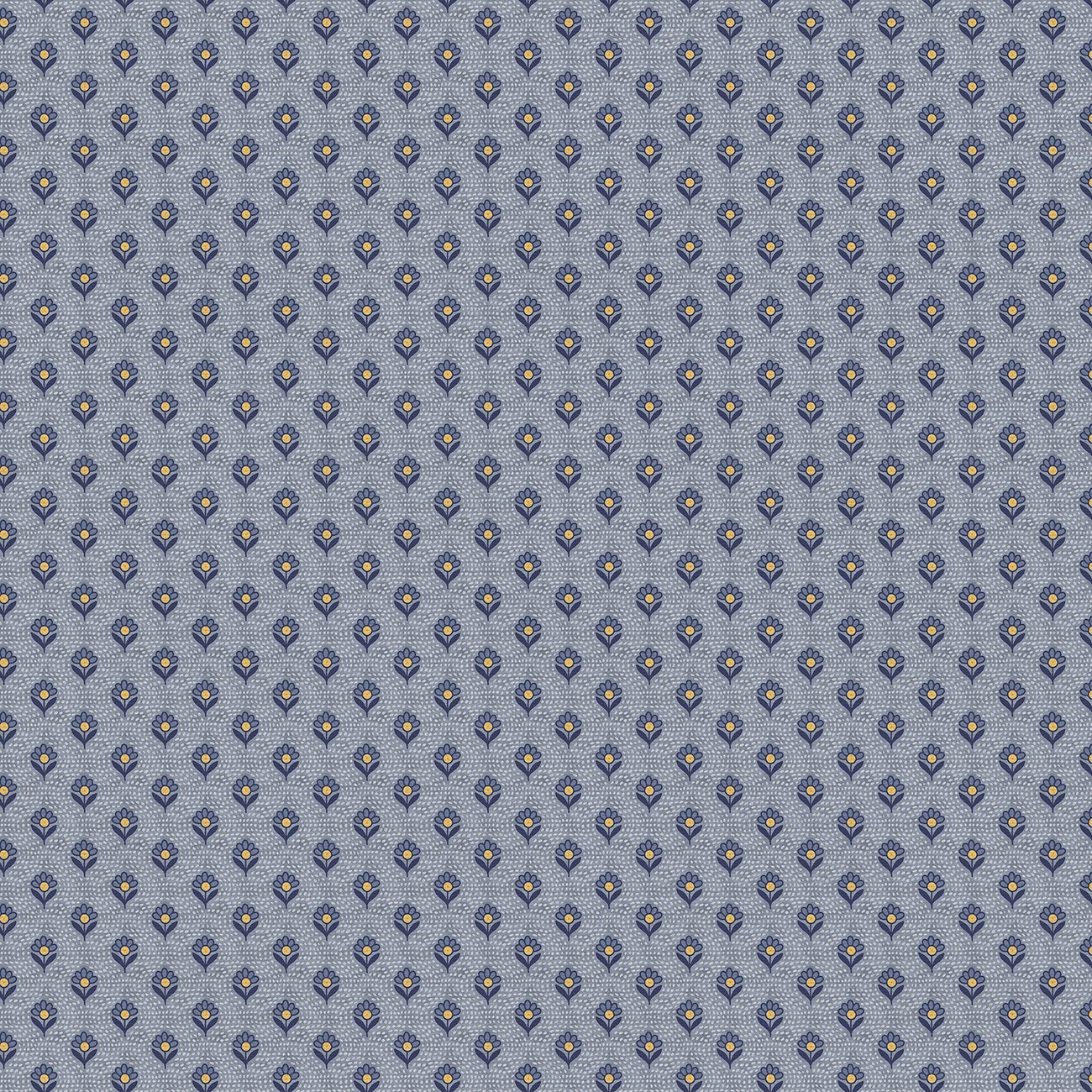 Dots And Daisies Blue Cotton 118in Wide