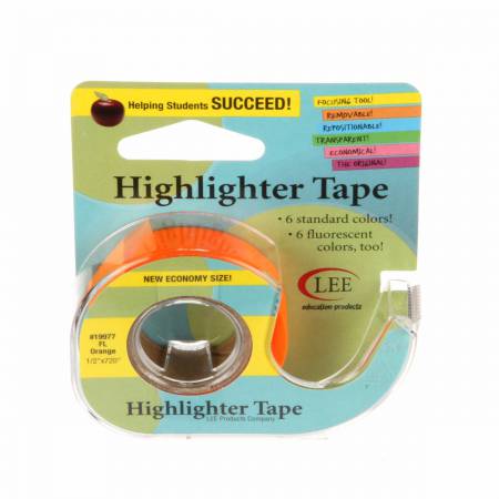 Removable Highlighter Tape 1/2in x 20yds Fluorescent Orange