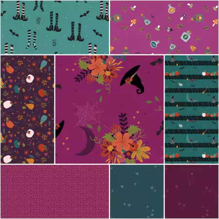 Little Witch 1 Yard Bundle Magenta, 8 Pcs.