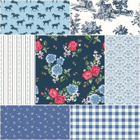 Bluegrass Charm 1 Yard Bundle Navy, 7pcs