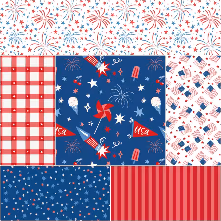 Firecracker 1 Yard Bundle Blue, 6pcs
