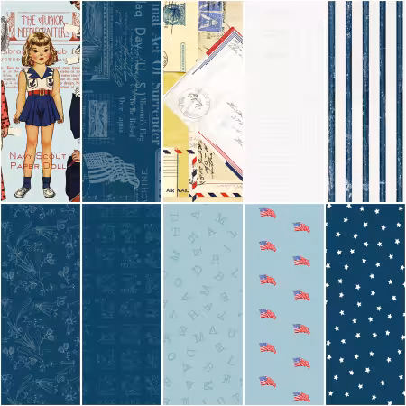 Sew America 1 Yard Bundle Blue, 10pcs