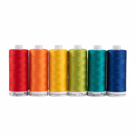 Superior PIMA 50wt Cotton Thread Set Six 1,200 yd Spools -  Brights