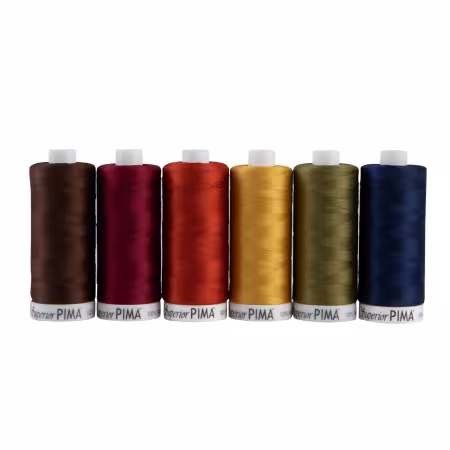 Superior PIMA 50wt Cotton Thread Set Six 1,200 yd Spools - Darks