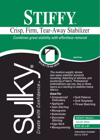 Stiffy Firm Tear-Away Stabilizer White 20in x 1yd