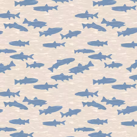 Cream/Blue Fish Silhouettes WP080625