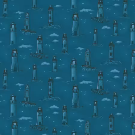 Blue Monochromatic Lighthouses 4.8 Inch repeat