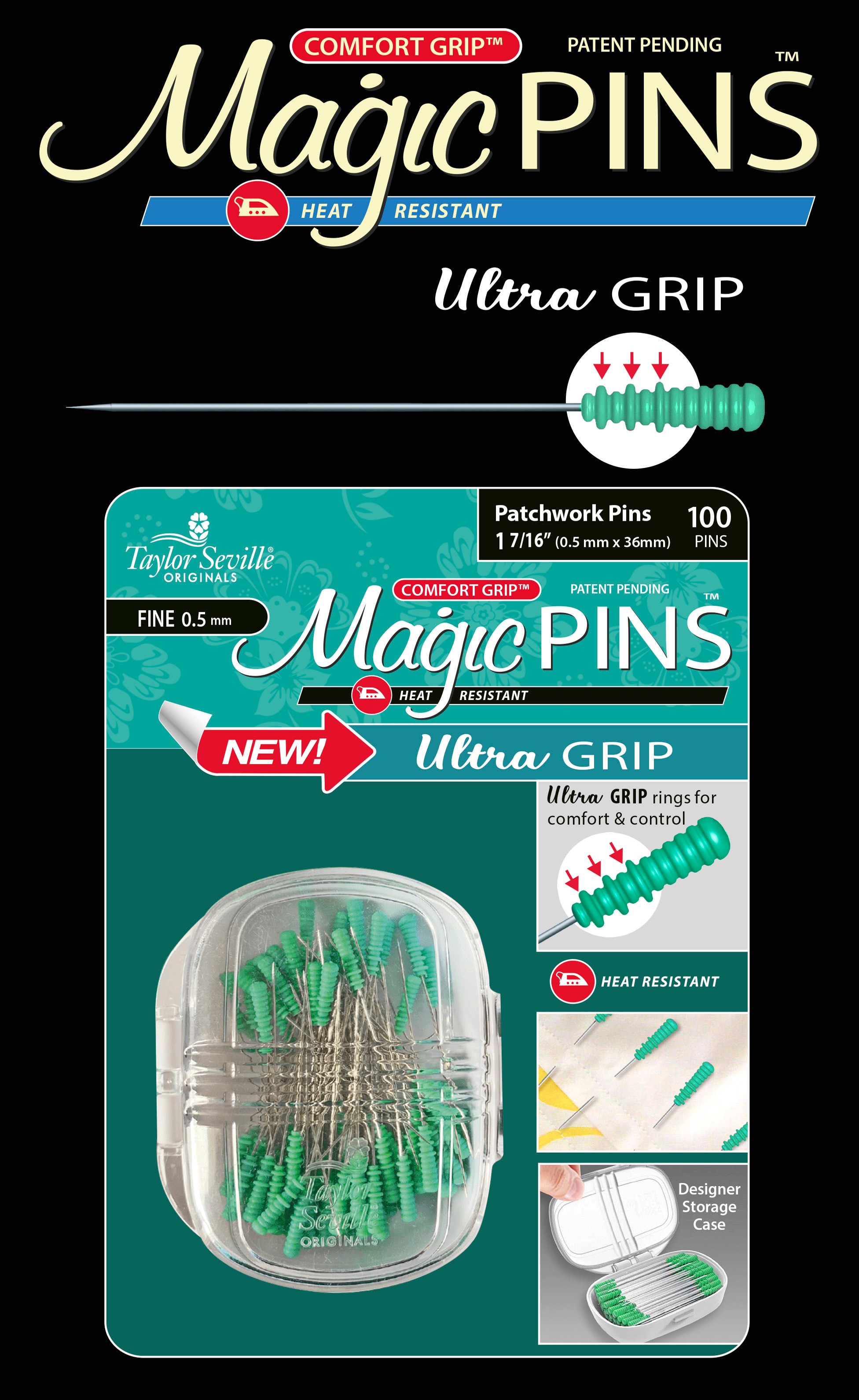 Magic Pins Applique 1 Regular 50pc with Comfort Grip