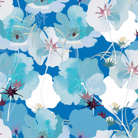 Beatrice Puff Flowers Blue