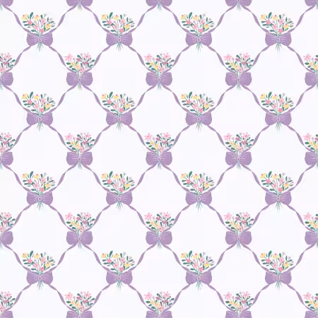 Bouquets and Bows Purple/Multi Organic Cotton