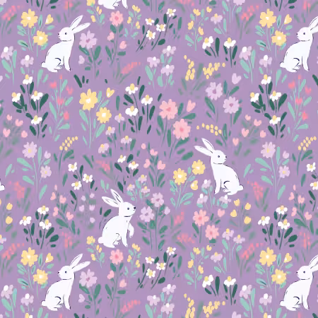 Bunny Meadow Purple Organic Cotton