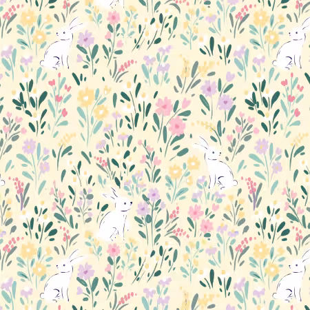 Bunny Meadow Light Yellow Organic Cotton