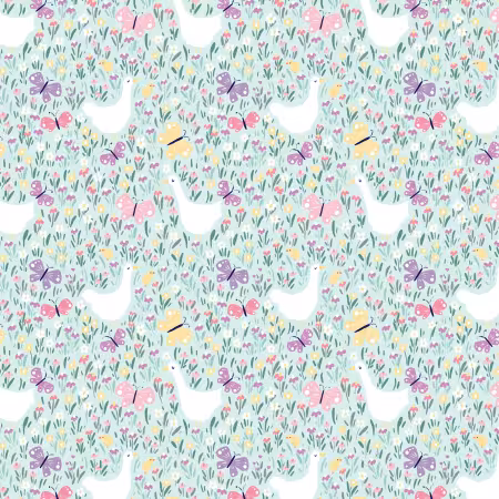 Geese and Butterflies Green/Multi Organic Cotton