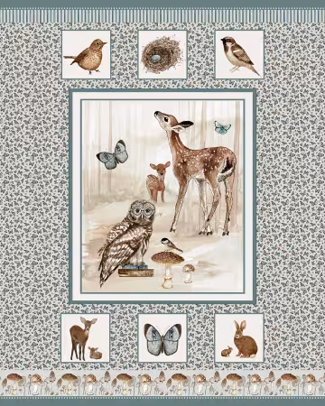Multi Woodland Panel 48 Inch Minky