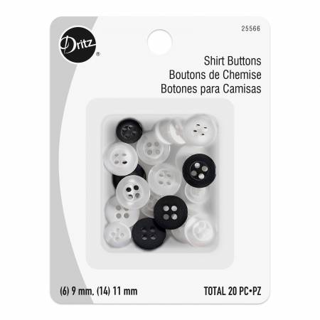 Shirt Buttons 9mm-11mm White and Black