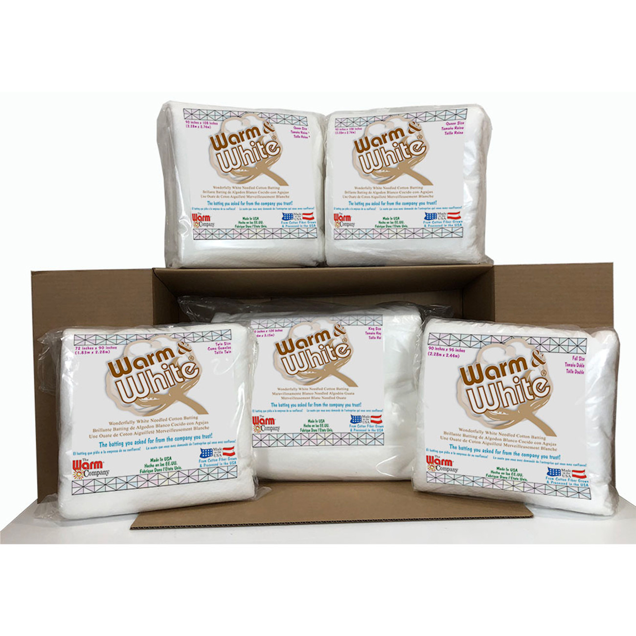 Batting Warm & White Cotton Quilt Assortment 5ct