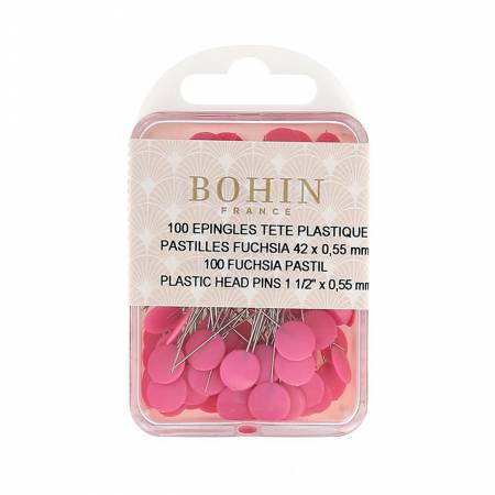 Plastic Head Pins 1-1/2in Pastel Fuchsia 100ct