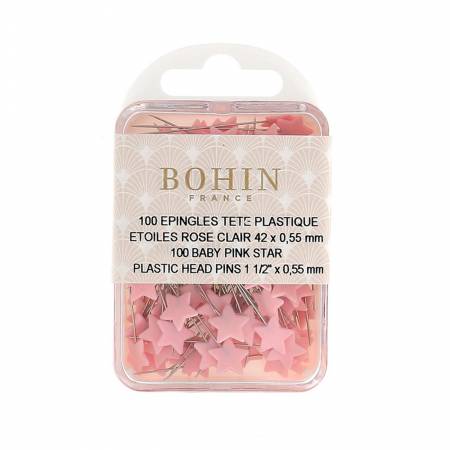 Plastic Head Pins 1-1/2in Light Pink Star 100ct