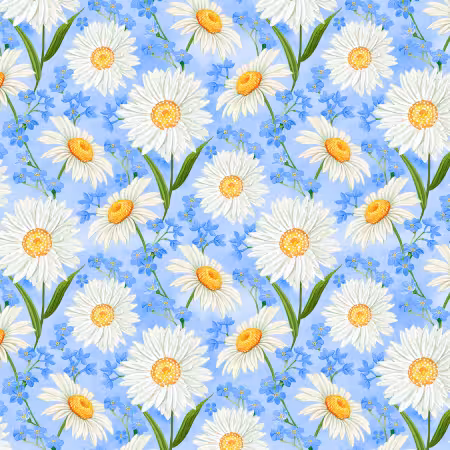 Blue Daisies All Over