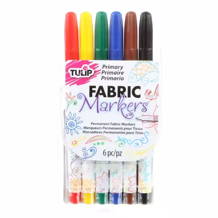 Tulip Fine Tip Primary 6 Pack Fabric Markers