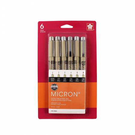 Pigma Micron Pen Set 6 Sizes Black