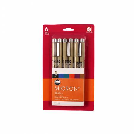 Pigma Micron Pen Set Size 01  6 Colors