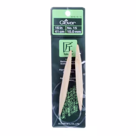 Clover Takumi Bamboo 16in Circular Knitting Needle Size 15