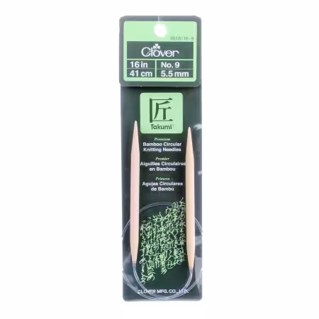 Clover Takumi Bamboo 16in Circular Knitting Needle Size 9