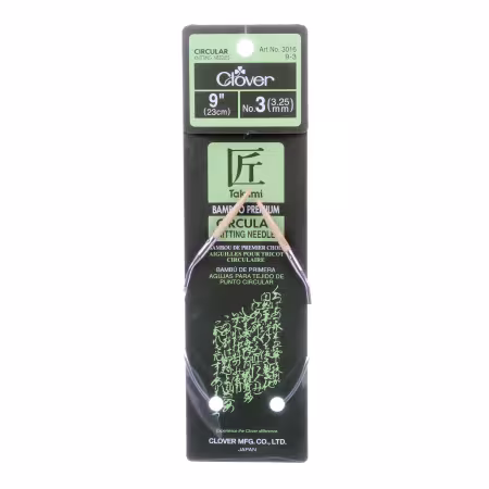 Clover Takumi Bamboo 9in Circular Knitting Needle Size 3