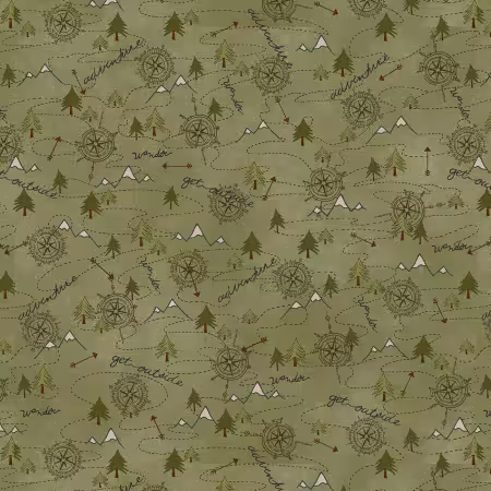 Green Mixed Media Mountain Trail Flannel