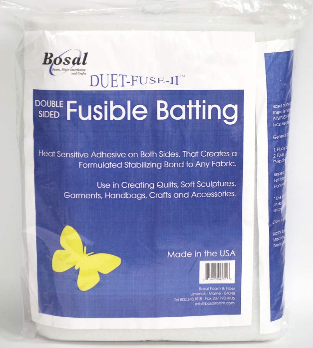 white Bosal Foam /& Fiber 4252B-25 Duet Fuse II Double Sided Batting Camden Bag Precut Fusible