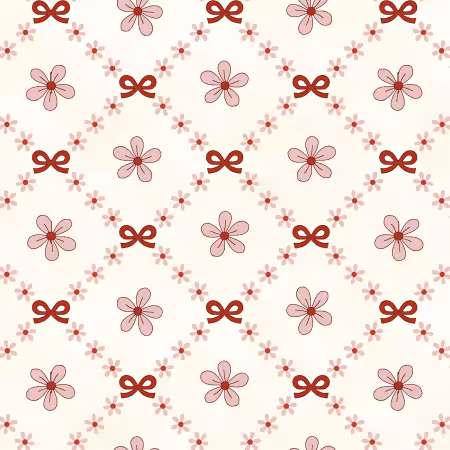 Cream Red Trellis Bows 4 Inch repeat