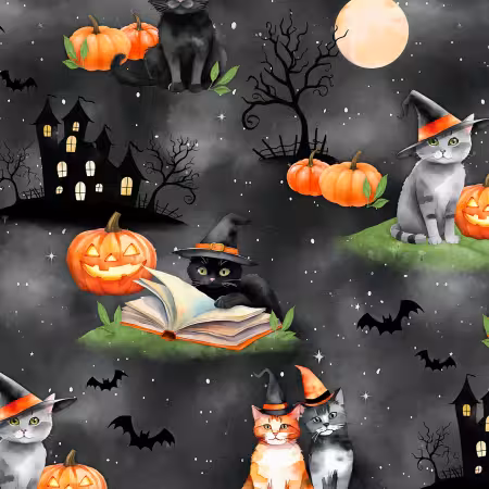 Scenic Cats Black