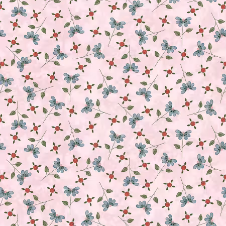 Light Pink Tossed Flowers and Buds 6 Inch repeat