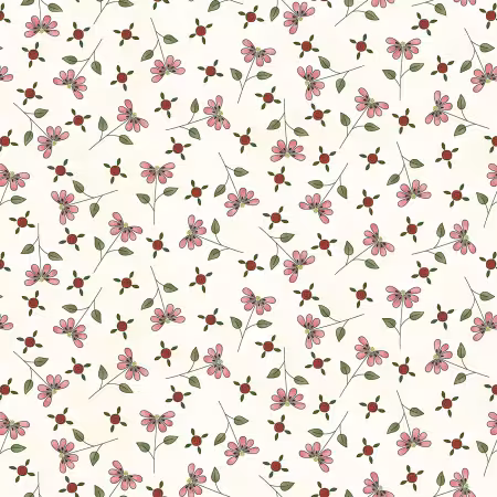 Cream Tossed Flowers and Buds 6 Inch repeat