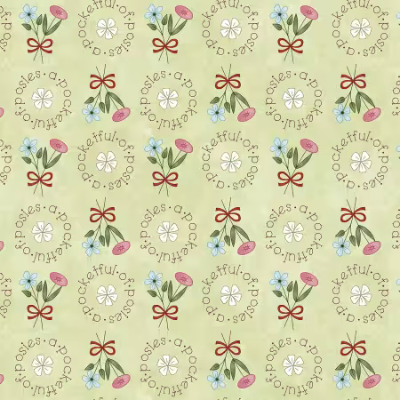 Green Posie Words 8 Inch repeat