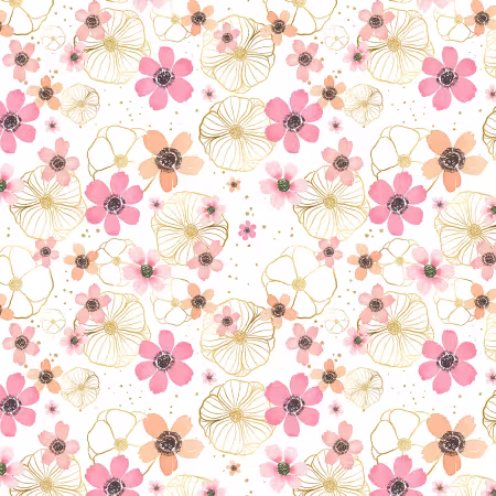 Flowers & Gold White