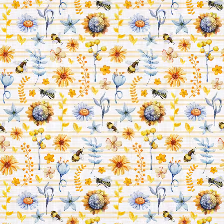 Sweet As Can Bee Pollination Blue/Yellow Double Gauze
