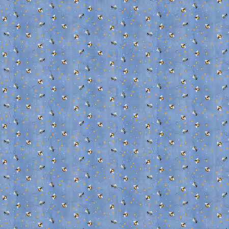 Sweet As Can Bee Buzzing Bees Blue Double Gauze