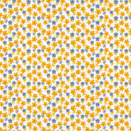 Sweet As Can Bee Ditsy Floral Blue/Yellow Double Gauze