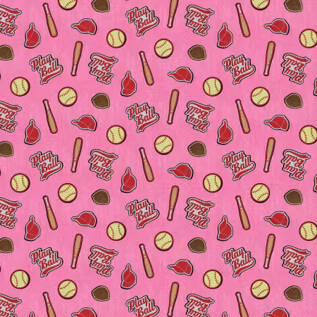 Baseball Pink Organic Double Gauze 50In