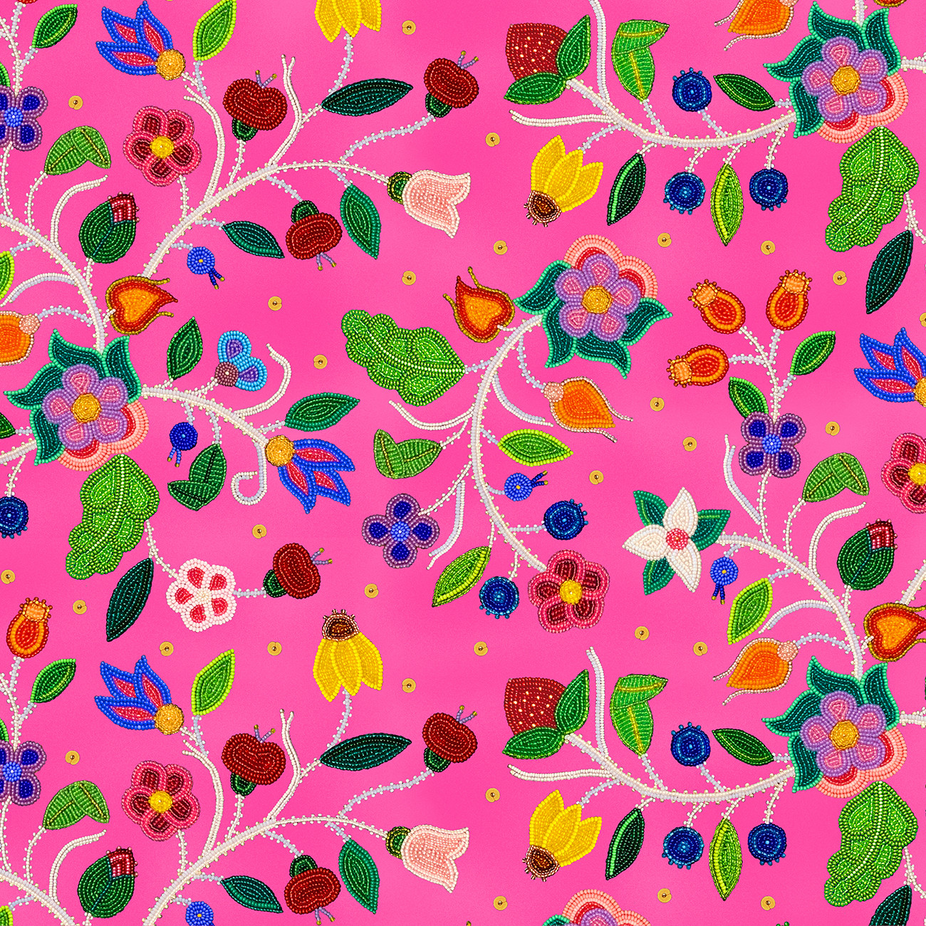 Spring Majesty Beaded Floral Fuchsia