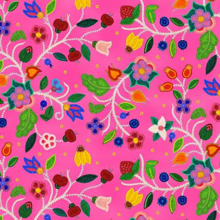 Spring Majesty Beaded Floral Fuchsia