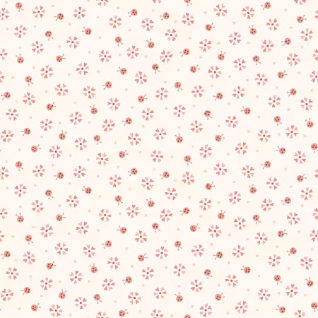 Cream/Pink Small Flowers & Bug Dots 3 inch
