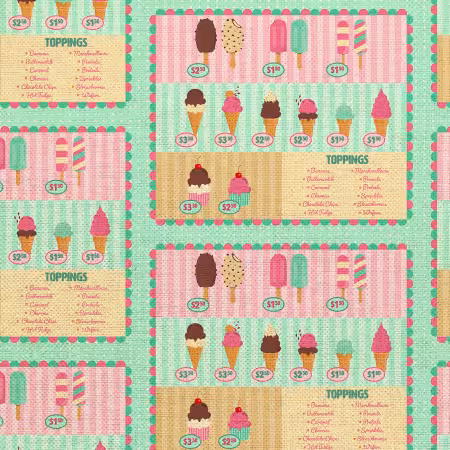 Canvas Organic Ice Cream Truck Menu Pink/Blue/Yellow