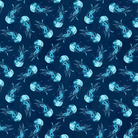 Deep Blue Jellyfish All Over WP080625