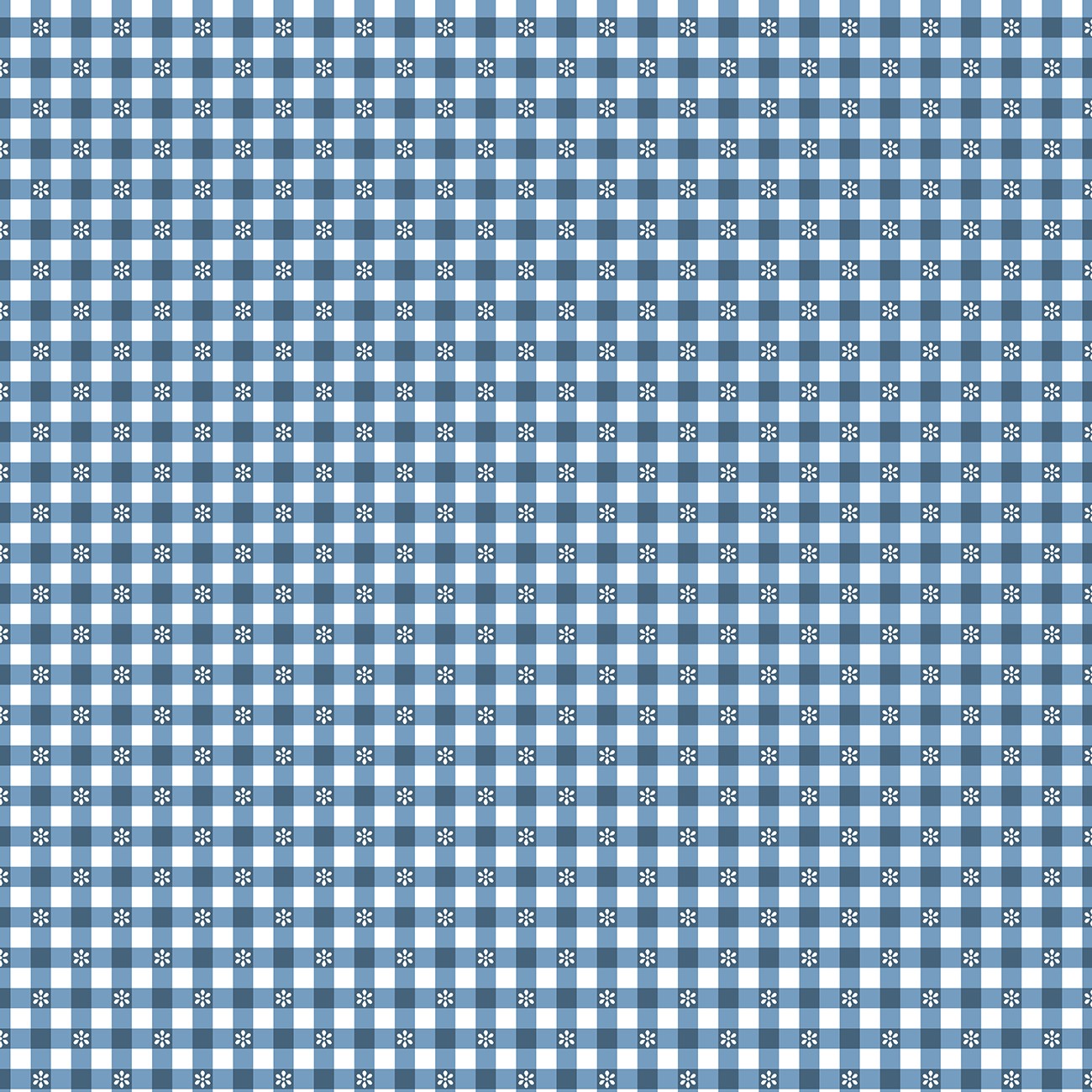 Blue Daisy Check 4 inch repeat